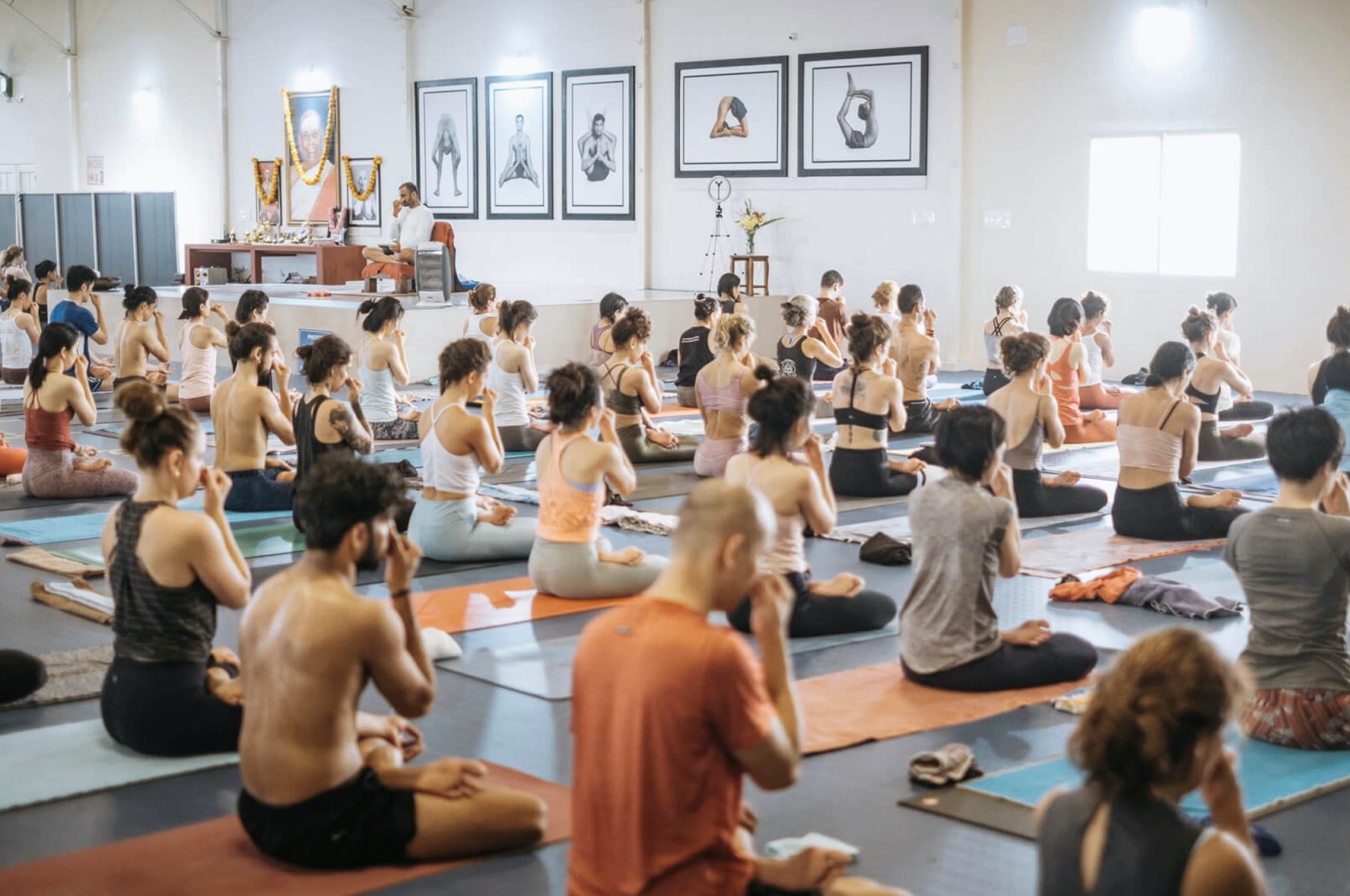 End of the ashtanga led class in Sharath Yoga Center